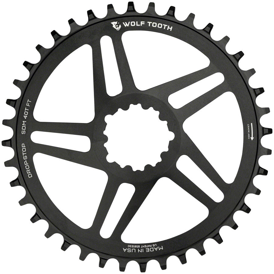 Wolf Tooth Direct Mount Chainring - 40t SRAM Direct Mount For SRAM 3-Bolt 6mm Offset Drop-Stop B Flattop Compatible BLK