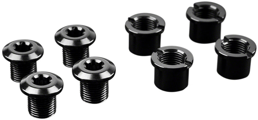 absoluteBLACK Chainring Bolt Set - Long Bolts and Nuts Set of 4 Black
