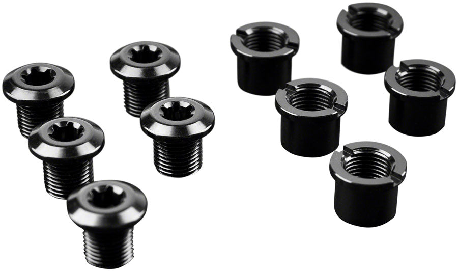 absoluteBLACK Chainring Bolt Set - Long Bolts and Nuts Set of 5 Black