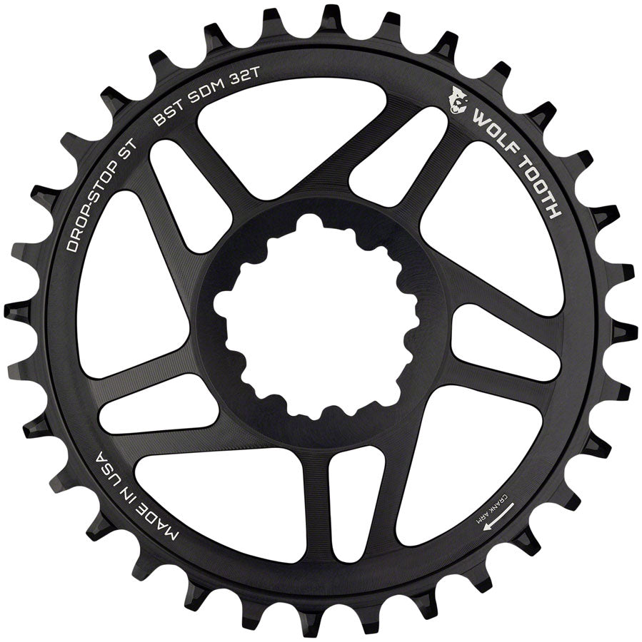 Wolf Tooth Direct Mount Chainring - 34t SRAM Direct Mount For SRAM 3-Bolt Boost Requires 12-Speed Hyperglide+ Chain BLK