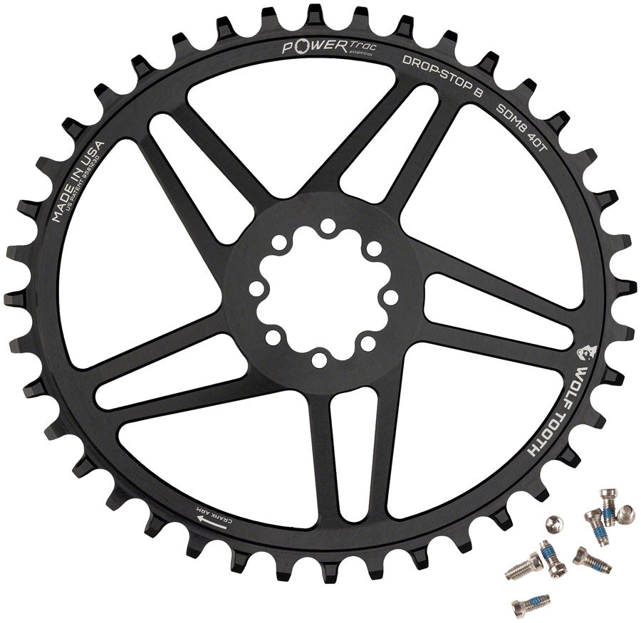 Wolf Tooth Elliptical Direct Mount Chainring - 42t SRAM Direct Mount Drop-Stop B For SRAM 8-Bolt Cranksets 6mm Offset BLK - The Bike Hub