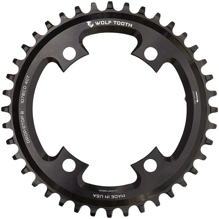Wolf Tooth 107 BCD Chainring - 44t Compatible SRAM 107 BCD Drop-Stop B 4-Bolt BLK