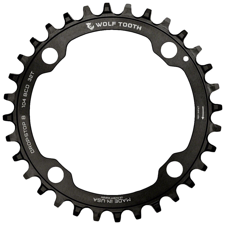 Wolf Tooth 104 BCD Chainring - 32t 104 BCD 4-Bolt Drop-Stop B Black