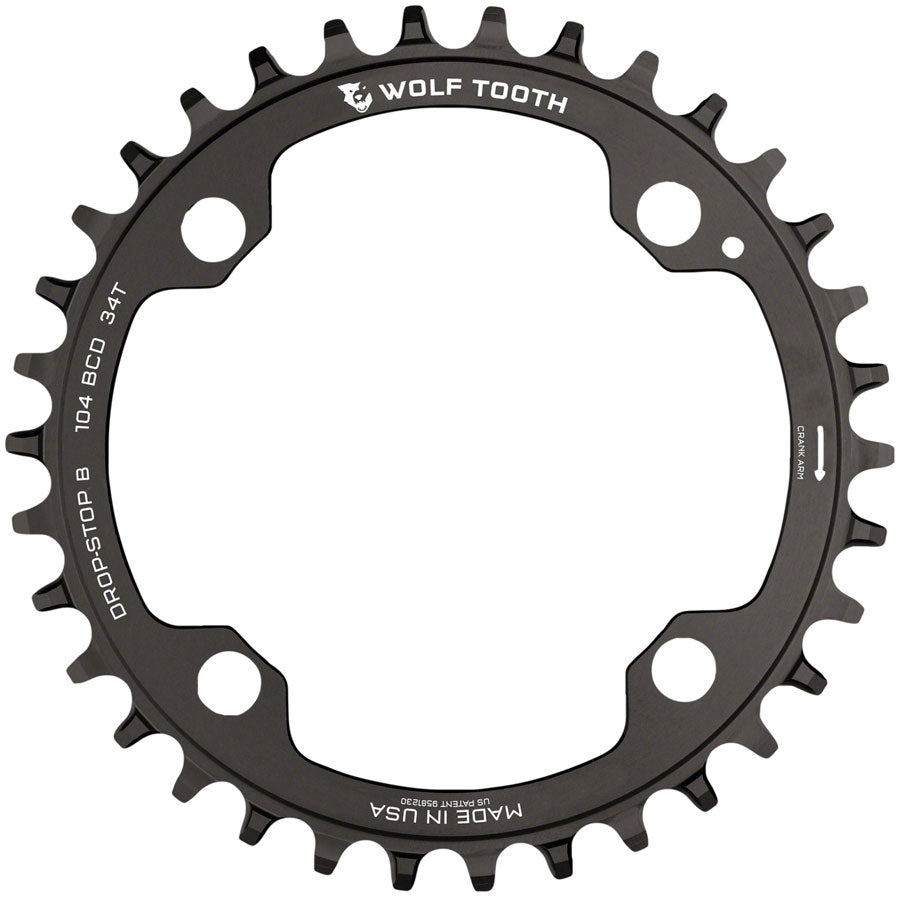 Wolf Tooth 104 BCD Chainring - 30t 104 BCD 4-Bolt Drop-Stop B Black