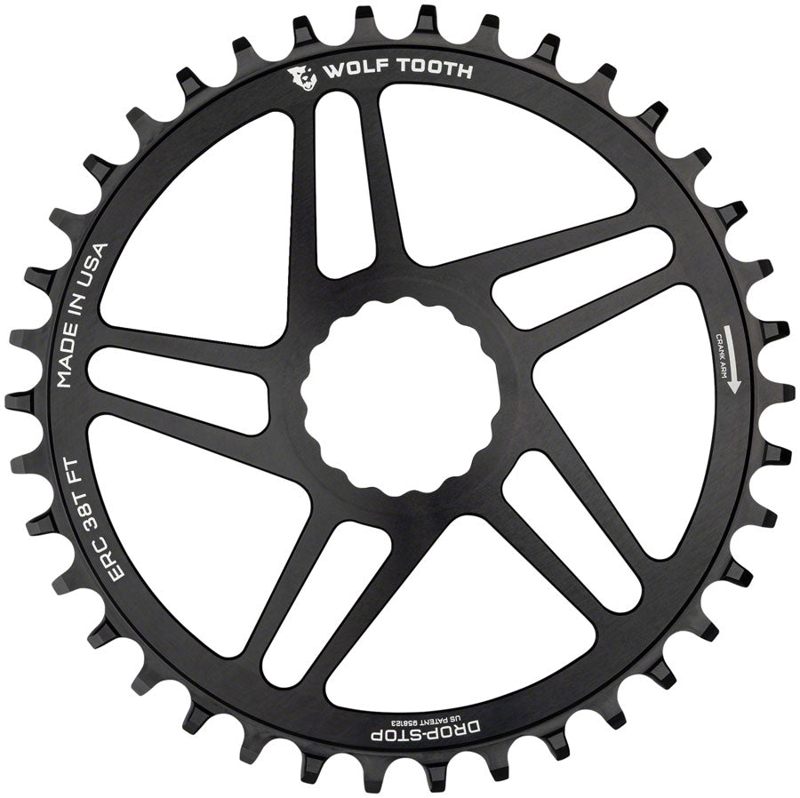 Wolf Tooth Direct Mount Chainring - 38t RaceFace/Easton CINCH Direct Mount Drop-Stop 10/11/12-Speed Eagle Flattop Compatible BLK
