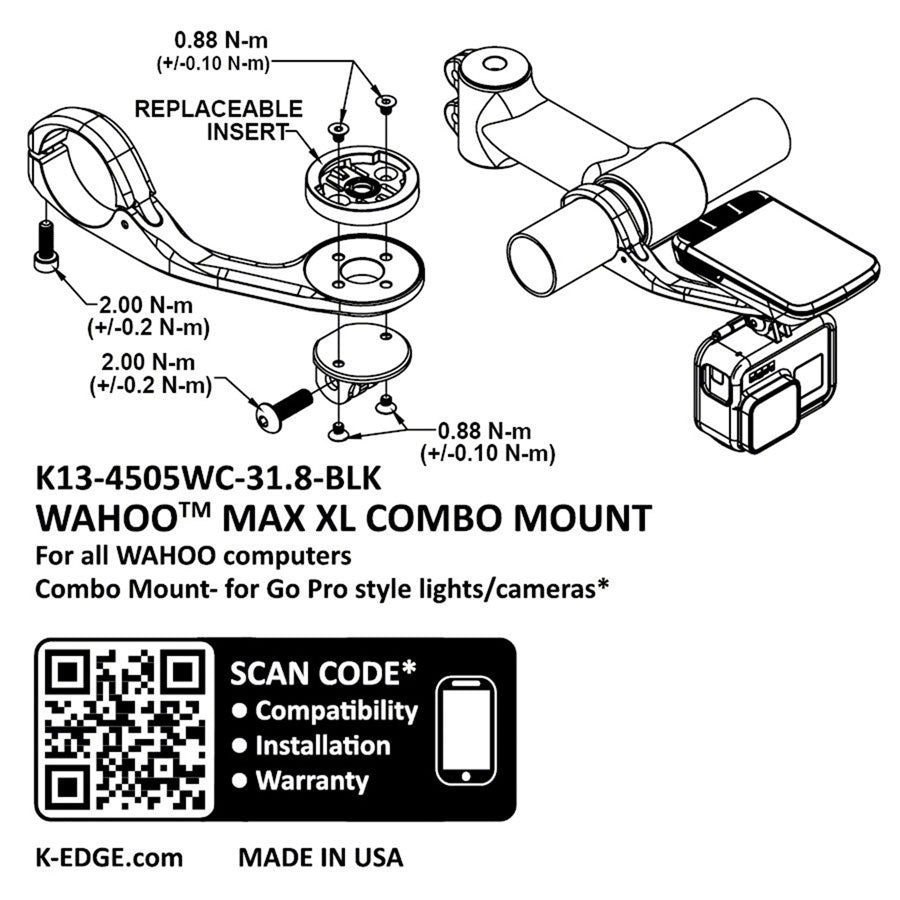 K-EDGE Wahoo Max XL Combo Mount -31.8 Black