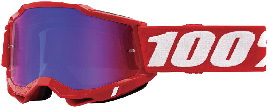 100% Accuri 2 Goggles - Neon Red/Red Blue Mirror - The Bike Hub