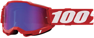 100% Accuri 2 Goggles - Neon Red/Red Blue Mirror