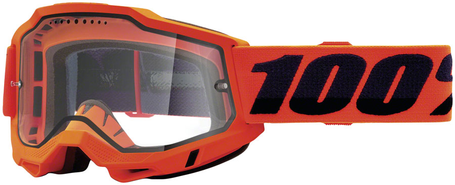 100% Accuri 2 Enduro MTB Goggles - Neon Orange/Clear