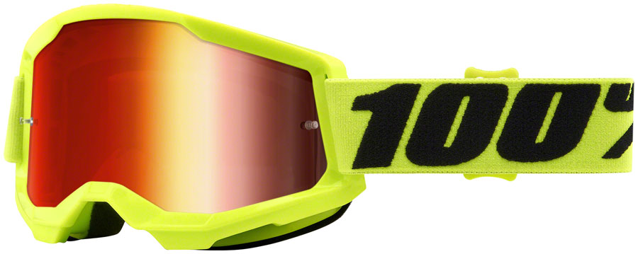 100% Strata 2 Goggles - Flourescent Yellow/Red Mirror - The Bike Hub