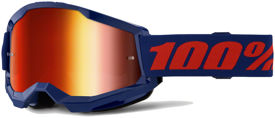 100% Strata 2 Goggles - Navy/Mirror Red - The Bike Hub