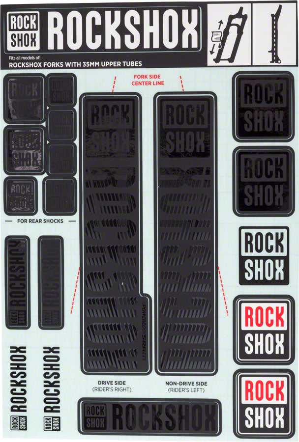 RockShox Fork Decal Kit - 35mm Stealth Black