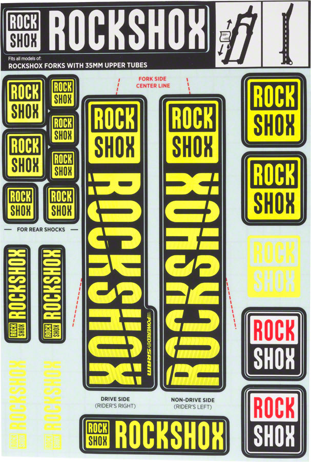 RockShox Fork Decal Kit - 35mm Yellow