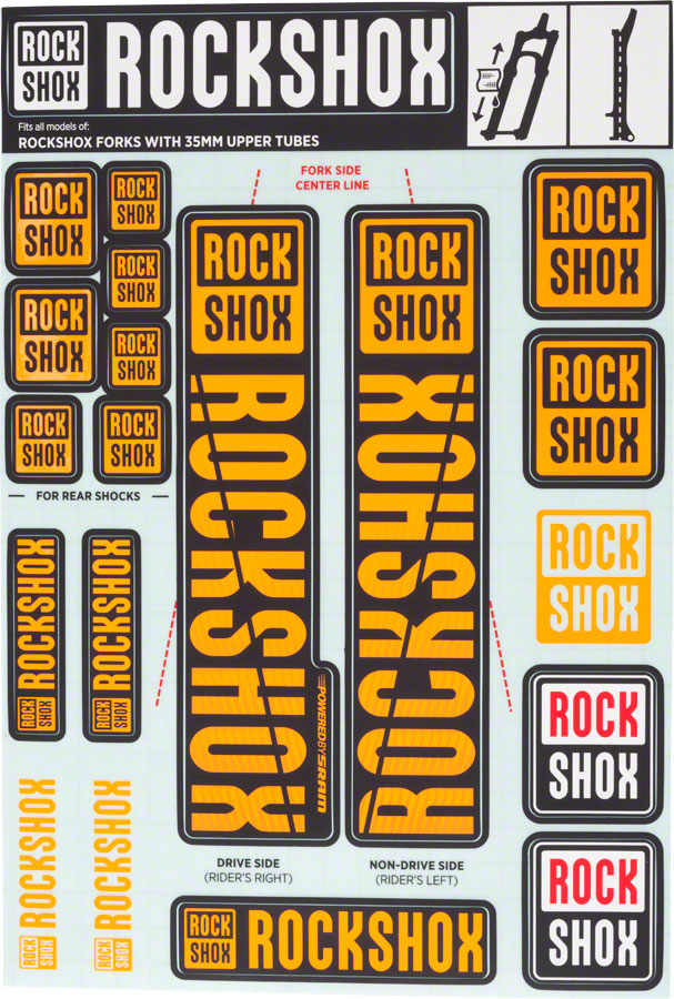 RockShox Fork Decal Kit - 35mm Orange