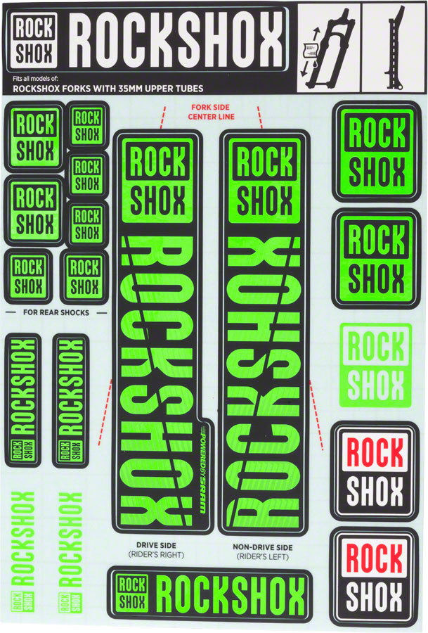 RockShox Fork Decal Kit - 35mm Green