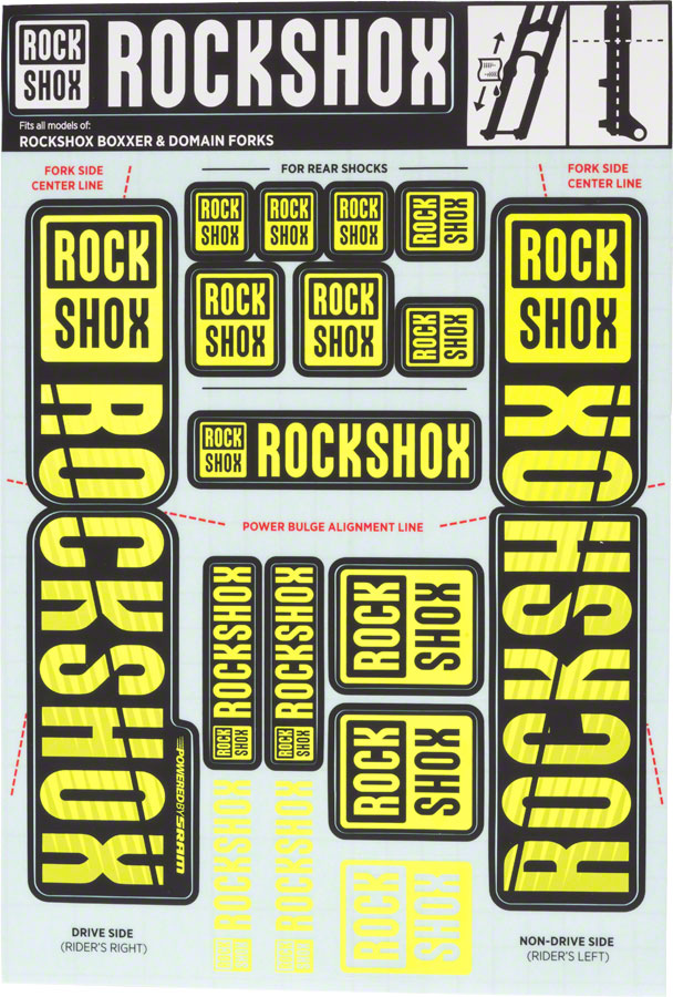 RockShox Fork Decal Kit - 35mm Dual Crown Yellow