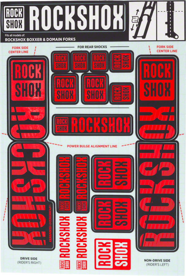 RockShox Fork Decal Kit - 35mm Dual Crown Red