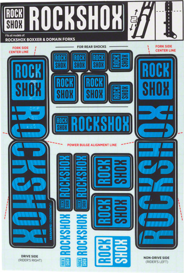 RockShox Fork Decal Kit - 35mm Dual Crown Blue