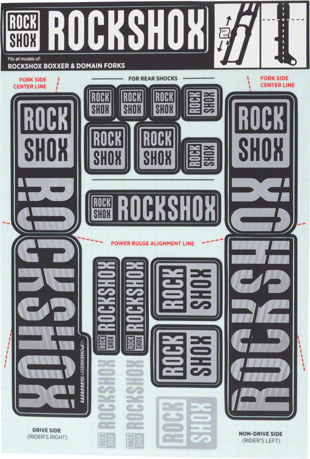 RockShox Fork Decal Kit - 35mm Dual Crown Gray
