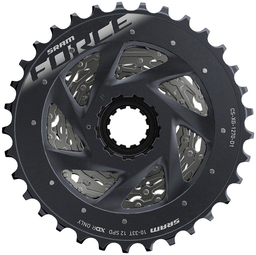 SRAM Force AXS XG-1270 Cassette - 12-Speed 10-33t Silver For XDR Driver Body D1