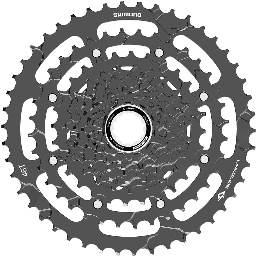Shimano CUES CS-LG400-9 Cassette - 9-Speed 11-46t LINKGLIDE Black - The Bike Hub