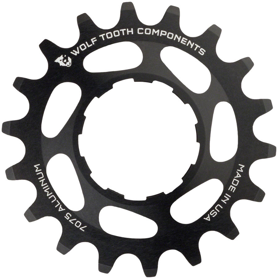Wolf Tooth Single Speed Aluminum Cog - 22t Compatible 3/32&quot; Chains BLK