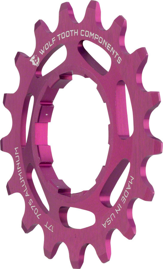 Wolf Tooth Single Speed Aluminum Cog - 17t Compatible 3/32&quot; Chains Purple