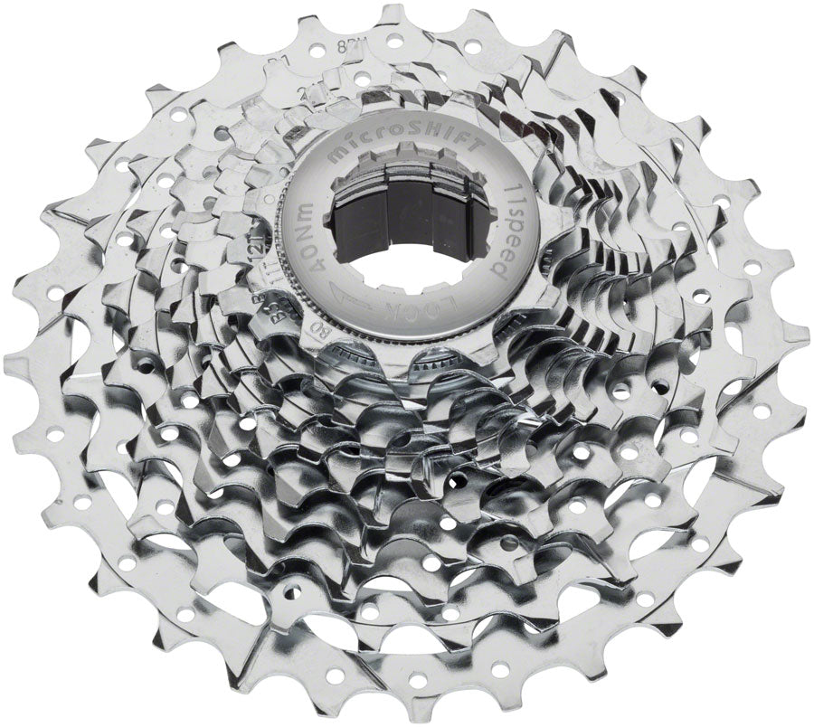 microSHIFT G11 Cassette - 11 Speed 11-28t Silver Chrome Plated With Spider