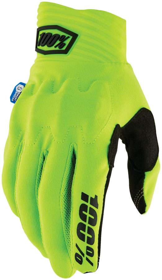 100% Cognito Smart Shock Gloves - Flourescent Yellow Full Finger Large