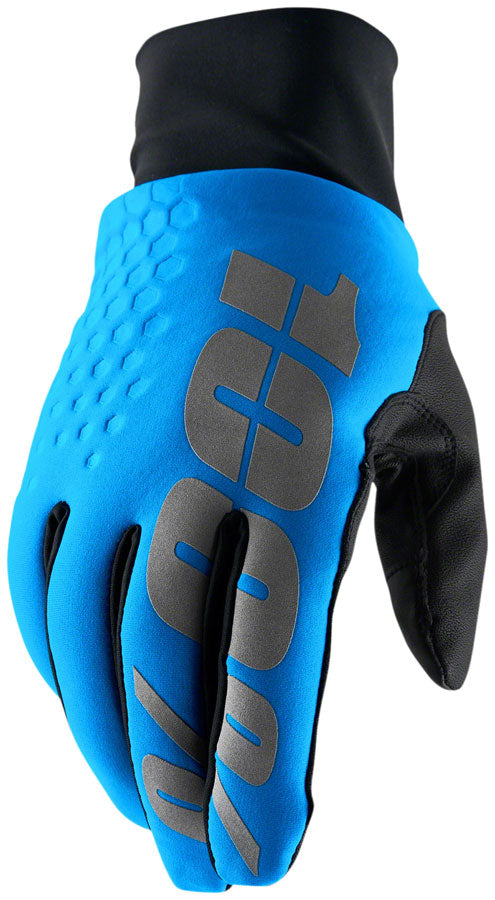100% Hydromatic Brisker Gloves - Blue Full Finger Medium - The Bike Hub