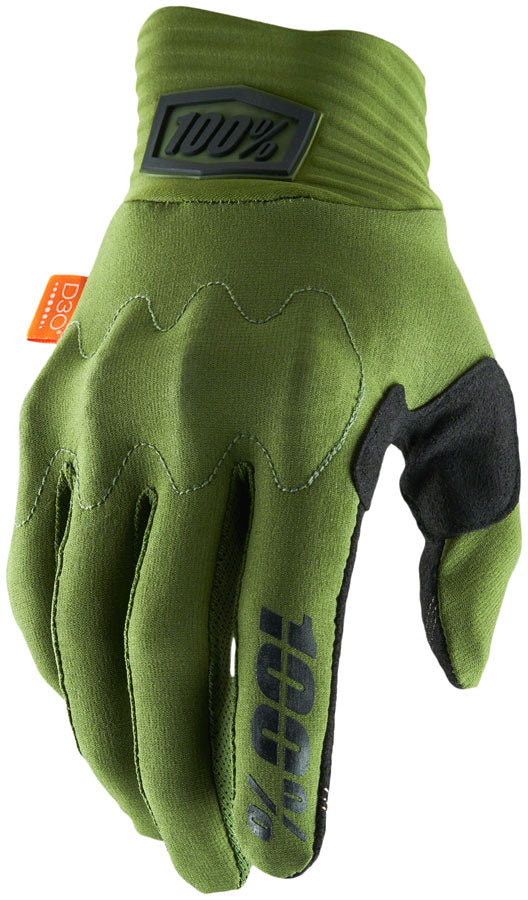 100% Cognito Gloves - Army Green/Black Full Finger Mens Small