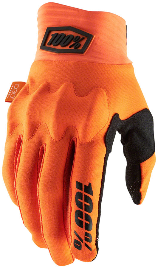 100% Cognito Gloves - Flourescent Orange/Black Full Finger Mens Small