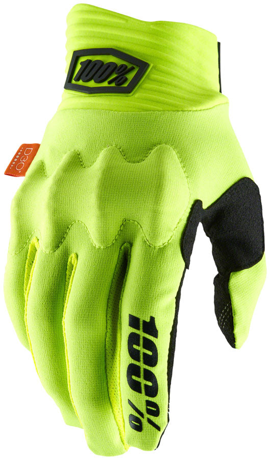 100% Cognito Gloves - Flourescent Yellow/Black Full Finger Mens Small