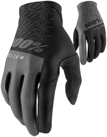 100% Celium Gloves - Black/Gray Full Finger Mens Large