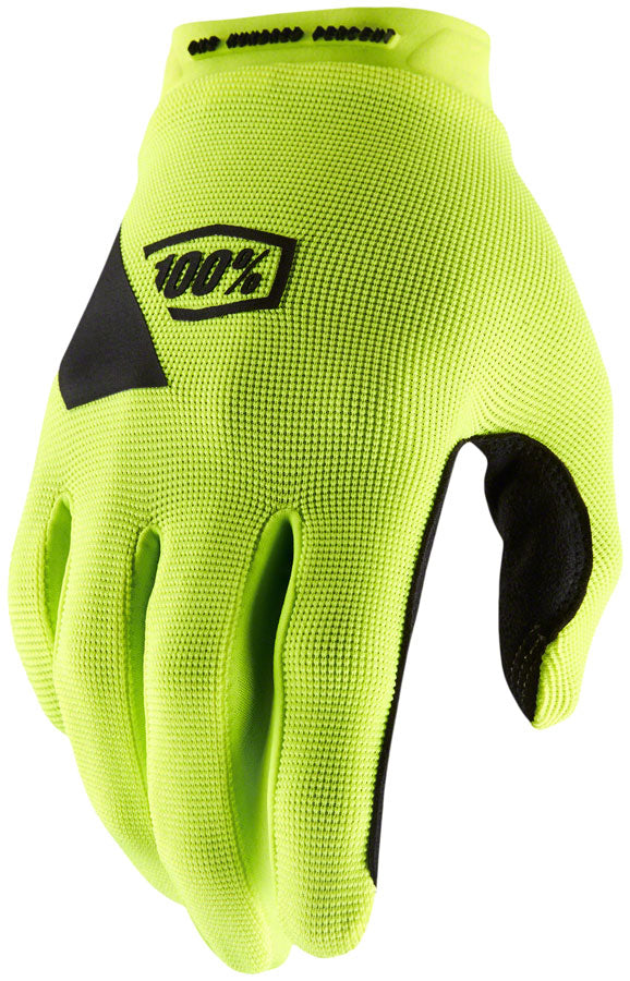 100% Ridecamp Gloves - Flourescent Yellow/Black Full Finger Womens Medium