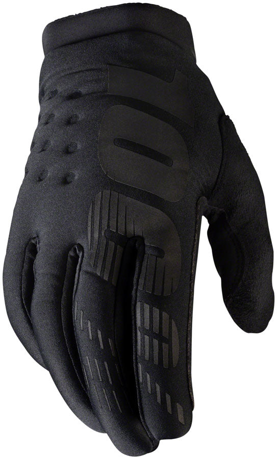 100% Brisker Gloves - Black Full Finger Mens Medium