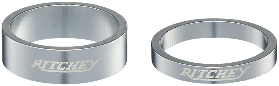 Ritchey Classic Headset Spacers - 1-1/8&quot; 10mm (x2) 5 mm (x3) Silver
