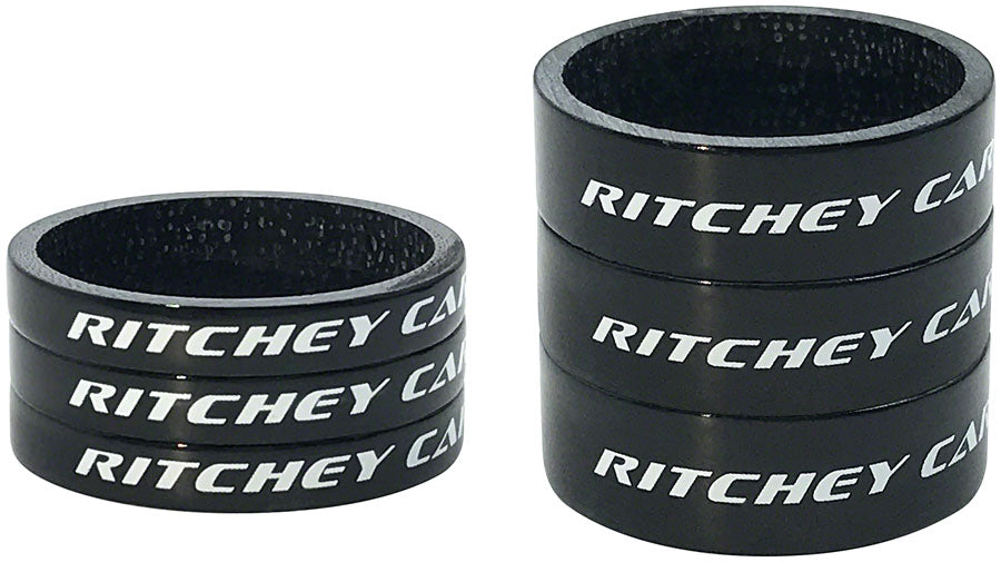 Ritchey WCS Headset Stack Spacer - 1-1/8&quot; 3x5mm 3x10mm Carbon Gloss BLK