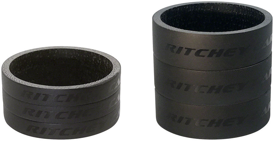 Ritchey WCS Headset Stack Spacer - 1-1/8&quot; 3x5mm 3x10mm Carbon Matte BLK