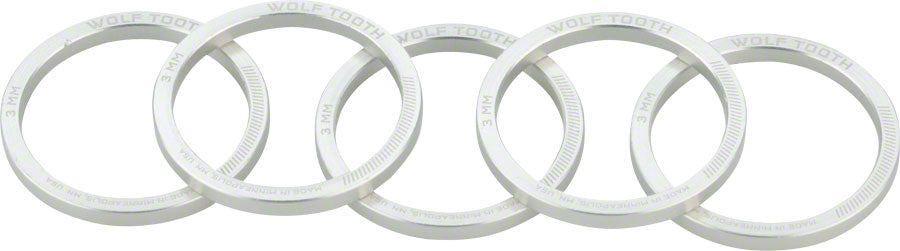 Wolf Tooth Headset Spacer 5 Pack 3mm Silver