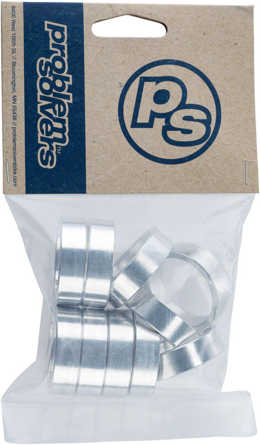 Problem Solvers Headset Stack Spacer - 28.6 10mm Aluminum Silver Bag of 10