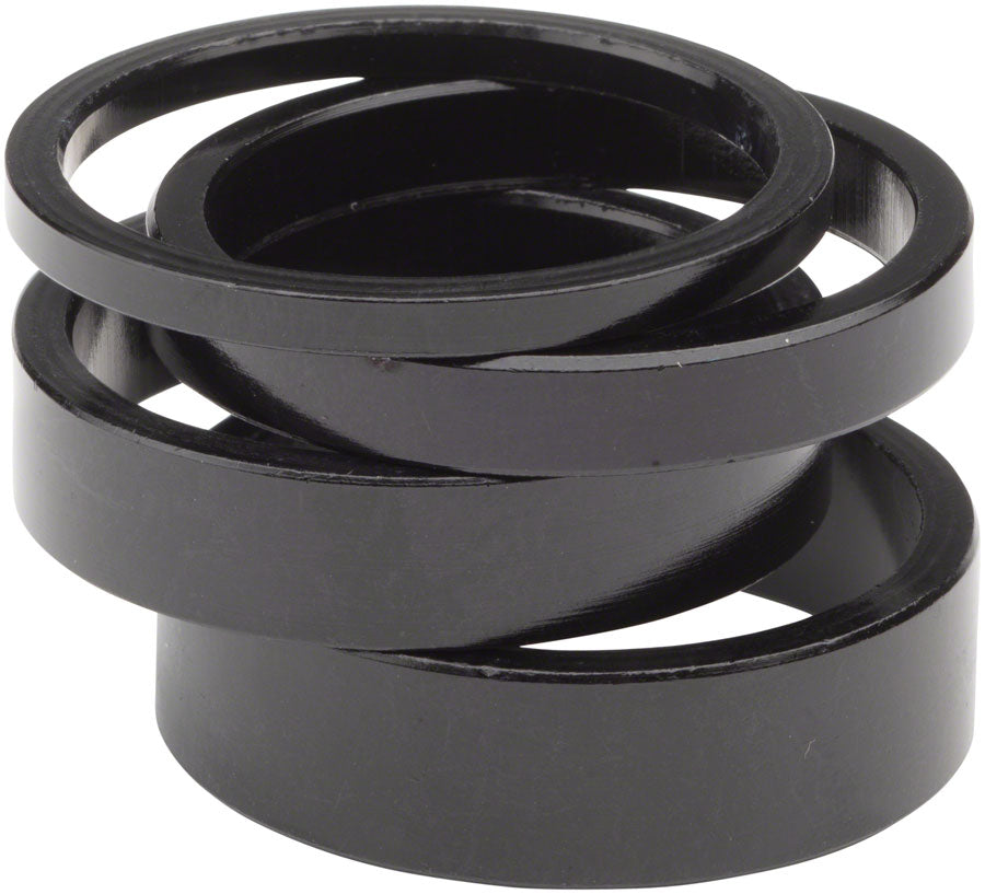 Wheels Manufacturing Aluminum Headset Spacer - 1-1/8&quot; Assorted 4pcs Black