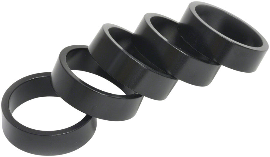 Wheels Manufacturing Aluminum Headset Spacer - 1-1/8&quot; 10mm Black 5-pack
