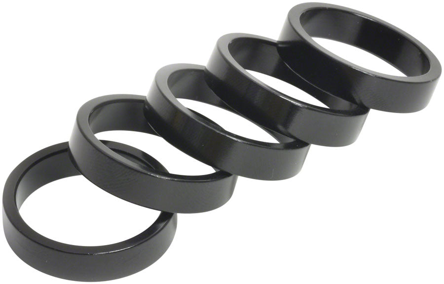 Wheels Manufacturing Aluminum Headset Spacer - 1-1/8&quot; 7.5mm Black 5-pack