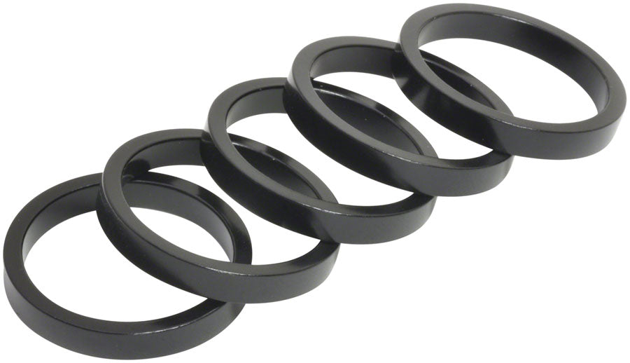 Wheels Manufacturing Aluminum Headset Spacer - 1-1/8&quot; 5mm Black 5-pack