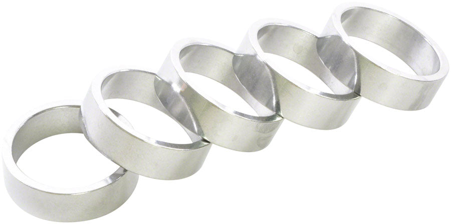 Wheels Manufacturing Aluminum Headset Spacer - 1-1/8&quot; 10mm Silver 5-pack