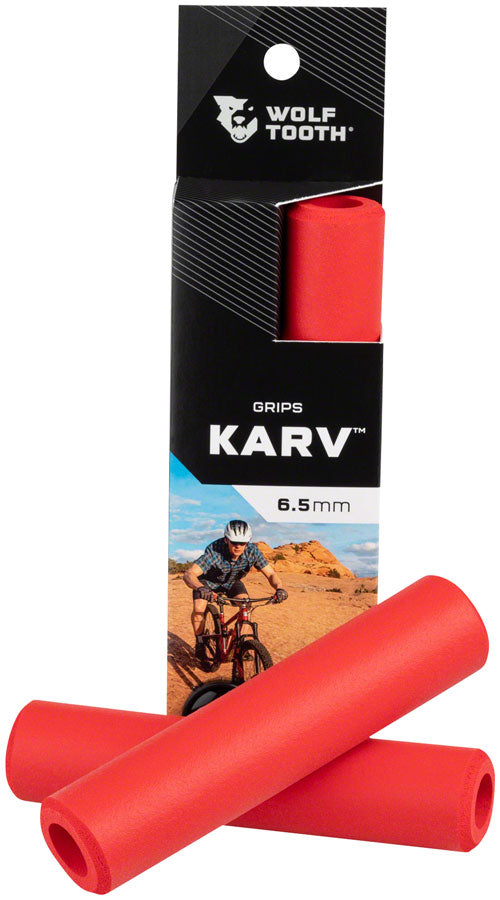 Wolf Tooth Karv Grips - Red - The Bike Hub