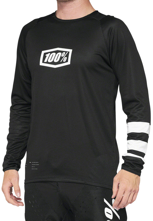 100% R-Core Jersey - Black/White Long Sleeve Mens Medium - The Bike Hub