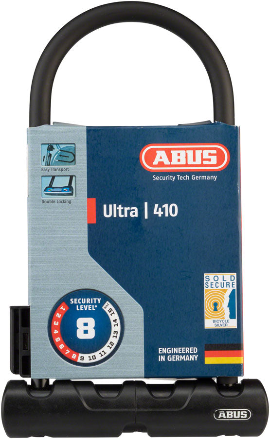 Abus Ultra 410 U-Lock - 3.9 x 9&quot; Keyed Black Includes bracket