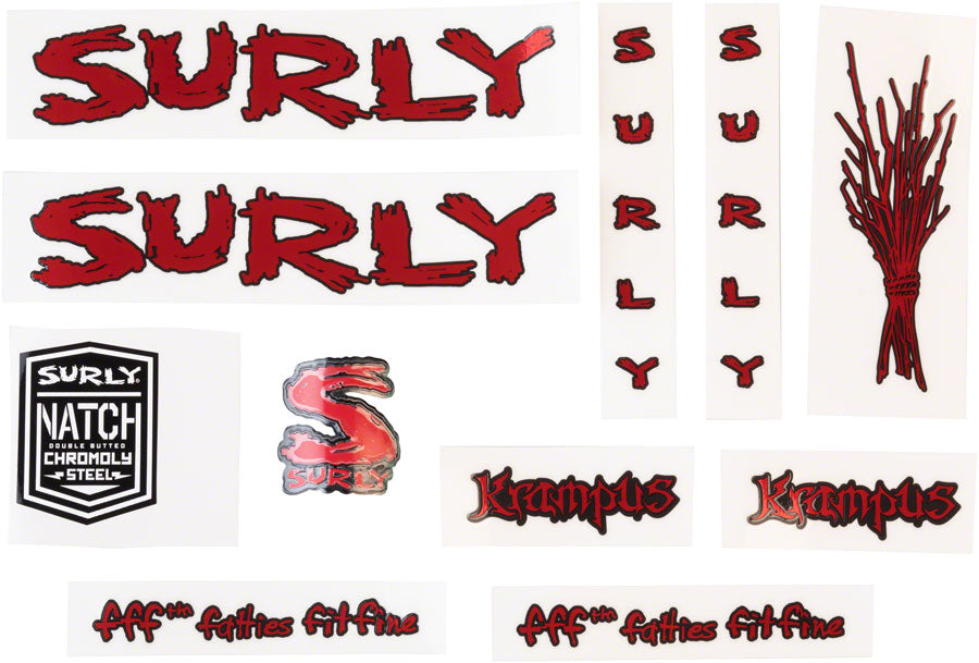 Surly Krampus Frame Decal Set - Metallic Red with Sticks